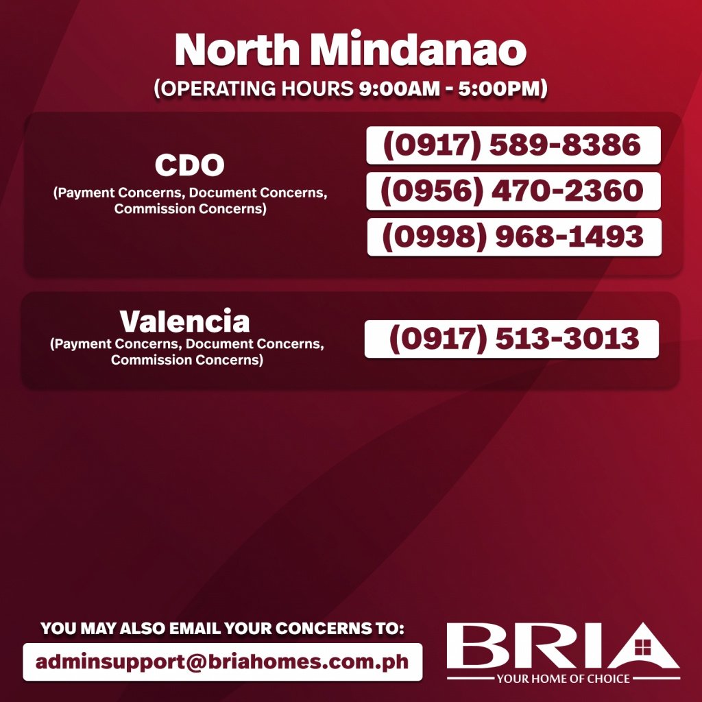 Bria CDO Valencia Numbers affordable house and lot