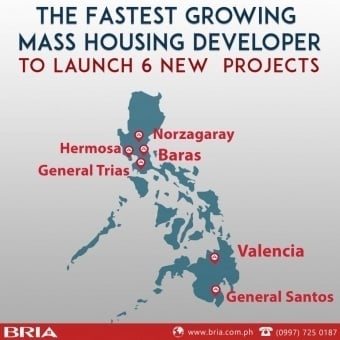 Image showing the map of the Philippines with the tagline The Fastest Growing Mass Housing Developer Bria Homes affordable house and lot