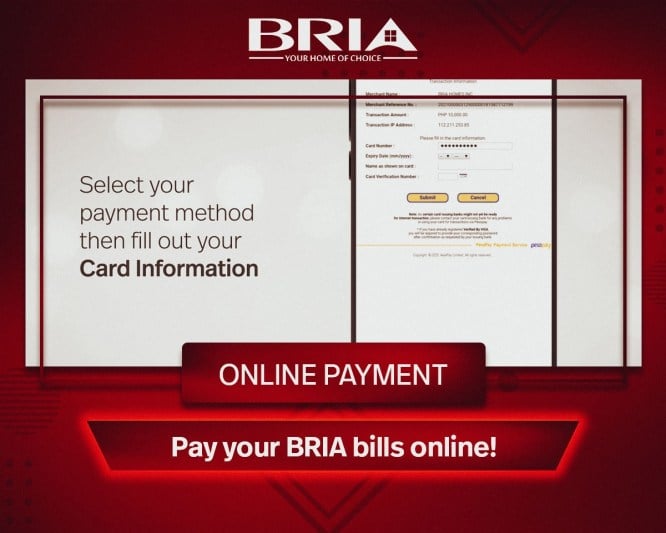 Online payment for Bria Bills affordable house and lot