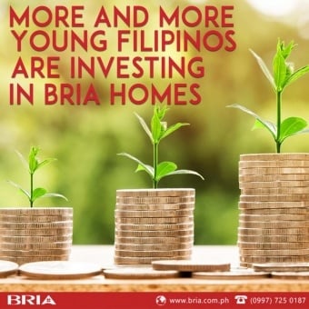 Image of coins with plants growing on them with the tag line More and more young Filipinos are investing in Bria Homes