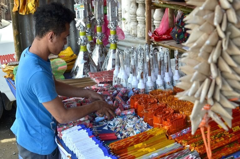 Filipino firecracker vendor