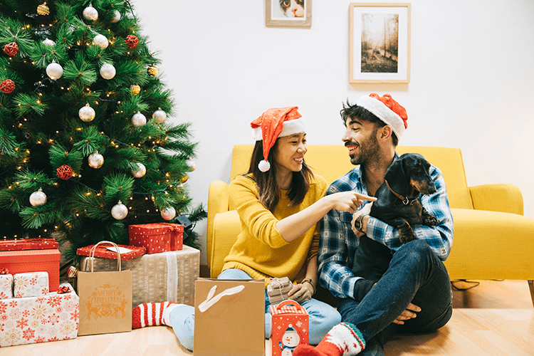 young-couple-celebrating-christmas-with-pet