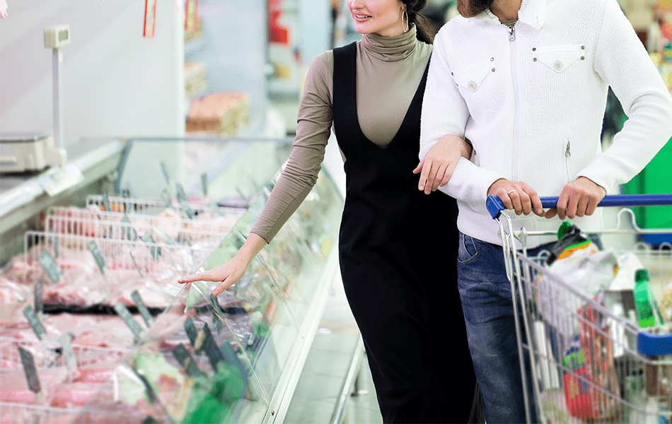 Couple grocery shopping