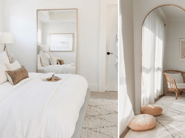 Mirror facing bed according to feng shui
