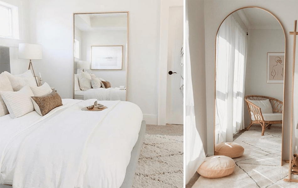 Mirror facing bed according to feng shui