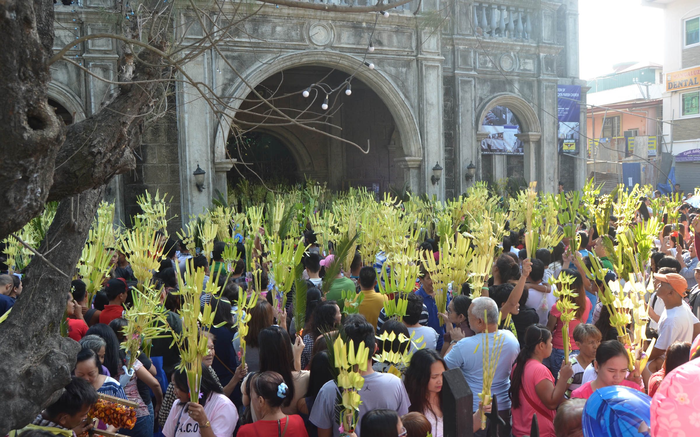 Parishioners_raise_their_palm_branches_for_blessing_with_a_holy_water_on_March_25,_2018_(ASC_0480)