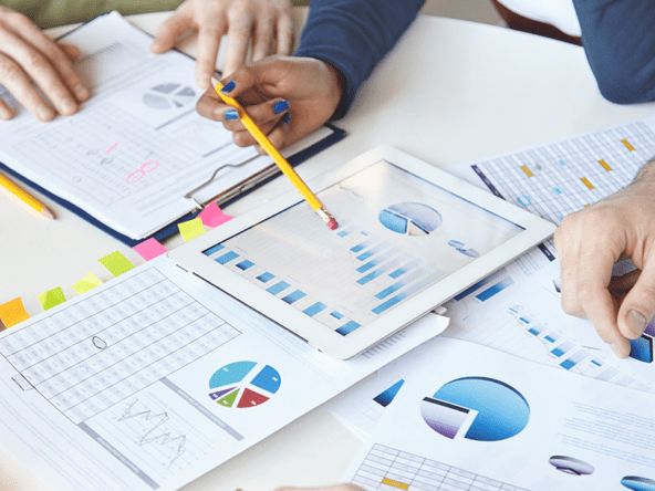 Research graphs and pie charts