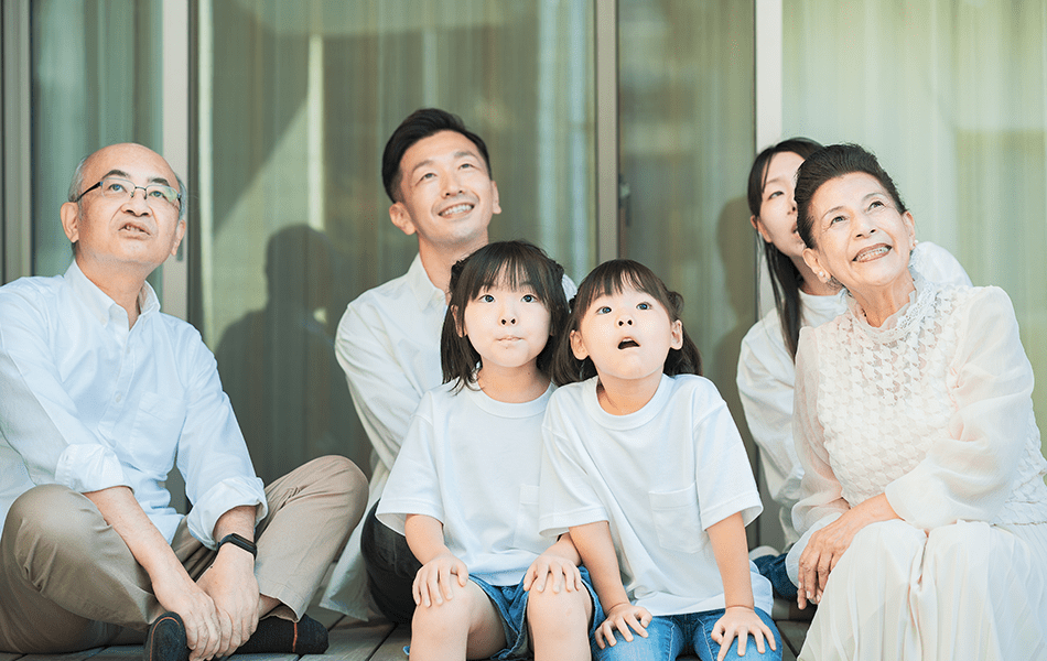 Multigeneration asian family